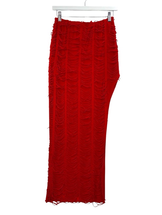 Mikoh Dresses & Skirts - Y2K Shredded Pleated Open Leg Double Lined Maxi Skirt Distressed Floor Length
